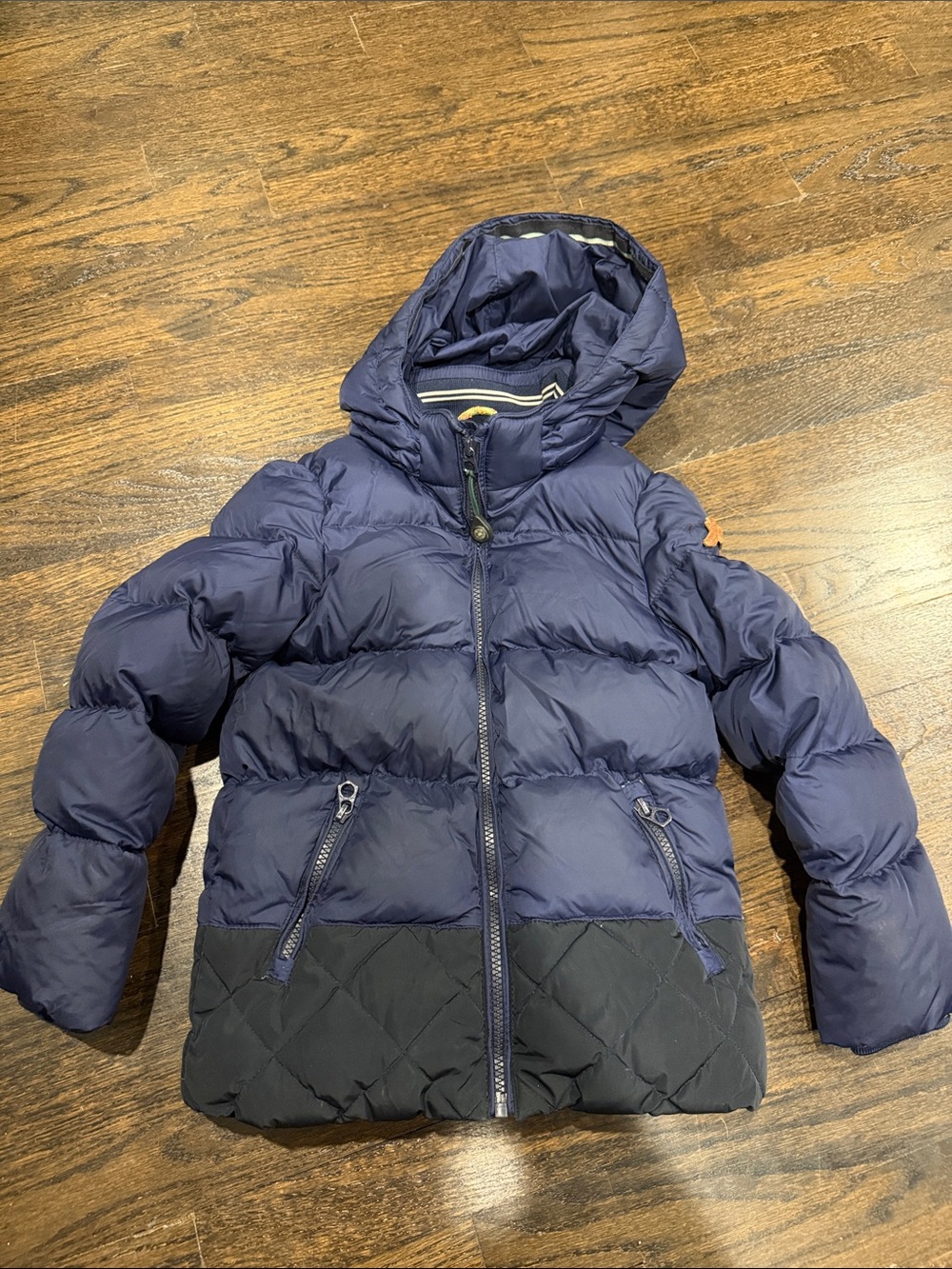 Scotch Shrunk Kids Navy Down Removable Hooded Puffer Jacket - 6T
